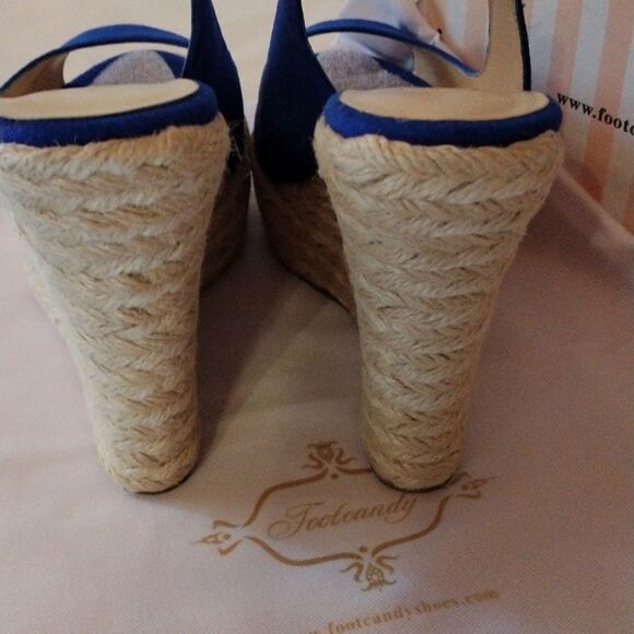 Footcandy Royal Blue Suede Wedge Espadrilles - Picture 4 of 9